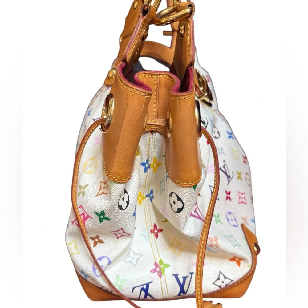 Louis Vuitton White Multicolor Monogram Handbag with Callouts